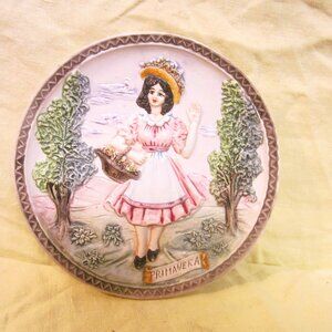 RARE VTG IL FALCO CERAMIC 3D RAISED DISPLAY PLATE, PRIMAVERA
